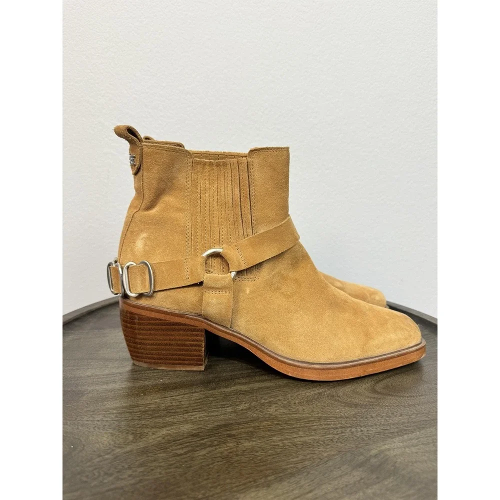 Sam Edelman Bellamie Boot Women's Size 10 Camel Suede‎ Western Harness Ankle